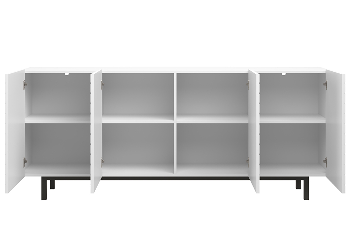 SCALIA II 190 4D négyajtós szekrény - Fehér matt / Fekete keret SCALIA II négyajtós szekrény 190 4D - Fehér matt / Fekete keret - belső