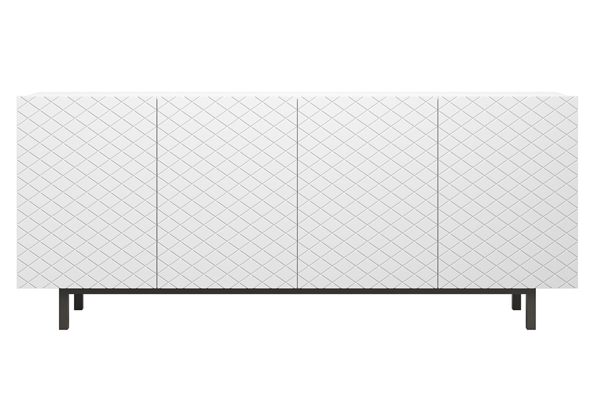 Komoda Scalia II 4D 190 cm - bílý mat / černý podstavec Komoda čtyřdveřová Scalia II 190 4D - Bílý mat / Černý Podstavec