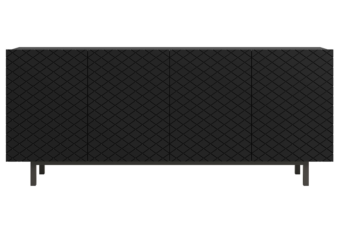 Komoda Scalia II 4D 190 cm - černý mat / černý podstavec Komoda čtyřdveřová Scalia II 190 4D - Černý mat / Černý Podstavec