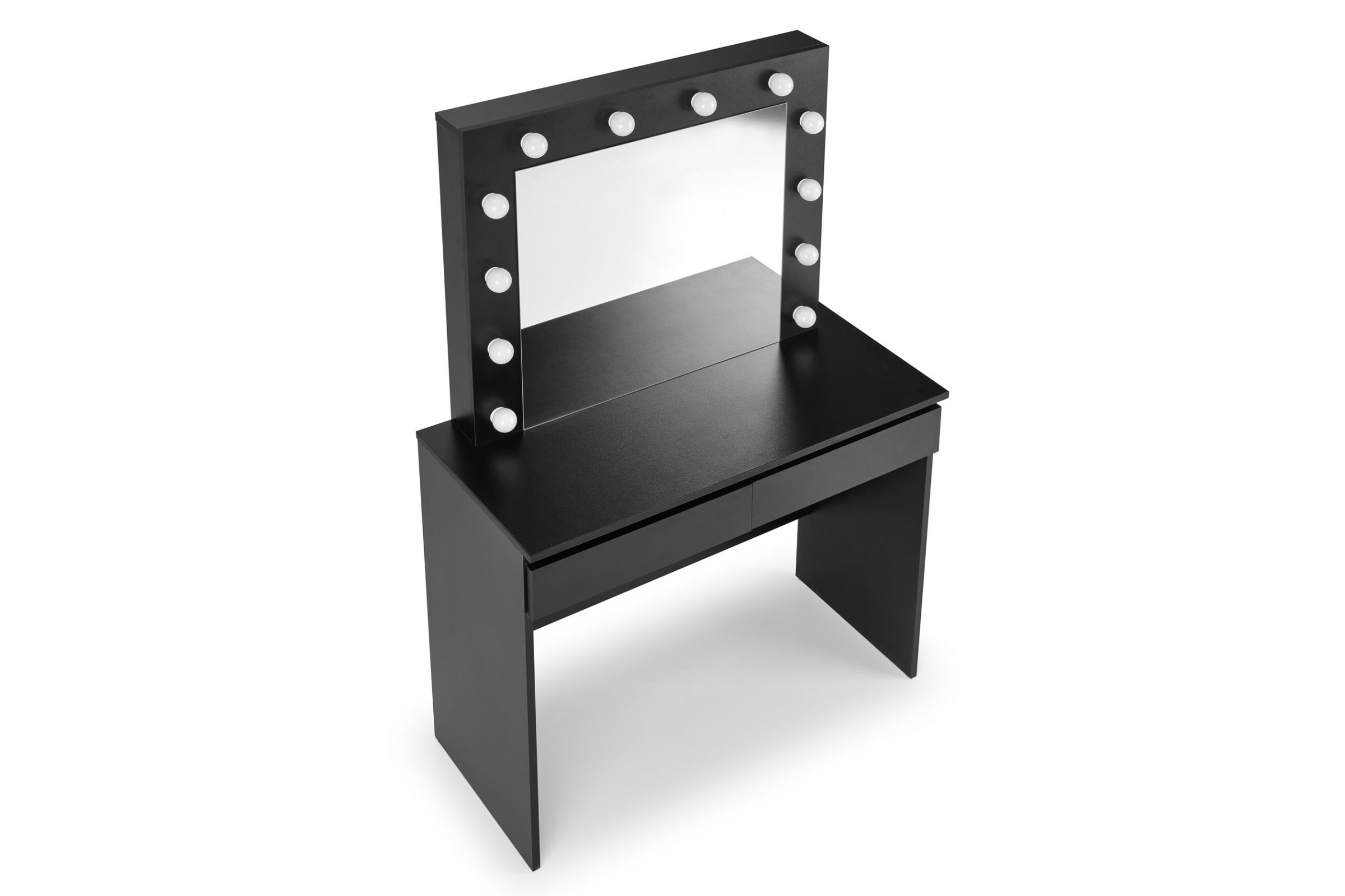 HOLLYWOOD öltözőasztal - fekete (2p=1db) modern toaletka Hollywood z szuflada i oswietleniem LED - fekete