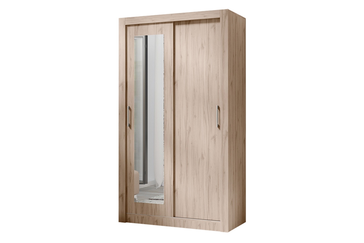 Skříň s posuvnými dveřmi dvoudveřová se zrcadlem In Box 120 - Dub estana jasný prostorná Skříň s posuvnými dveřmi