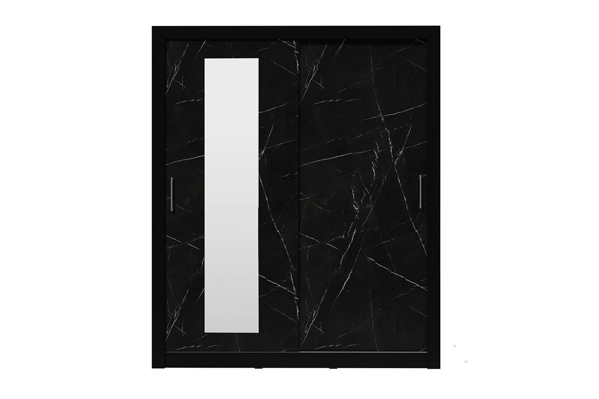 Skriňa s posuvnými dverami dvojdverová z zrkadlom In Box 180 - Čierny / royal black Čierna Skriňa z zrkadlom