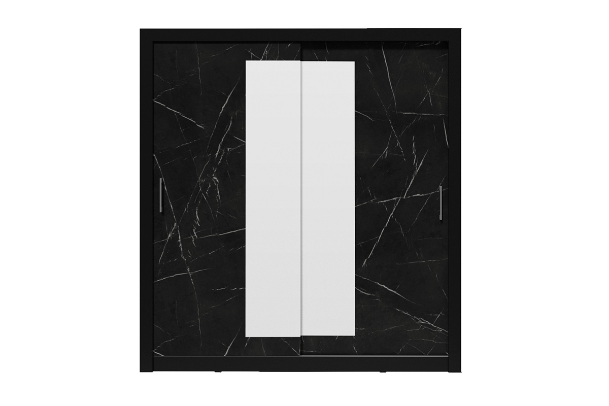 Skříň s posuvnými dveřmi dvoudveřová se zrcadlem In Box 200 - Černý / royal black Skříň w dekorze marmuru