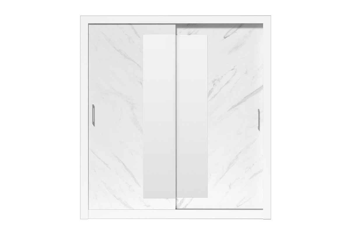 Skriňa s posuvnými dverami dvojdverová z zrkadlom In Box 200 - Biely lux / mramor bianco Skriňa do predsienie
