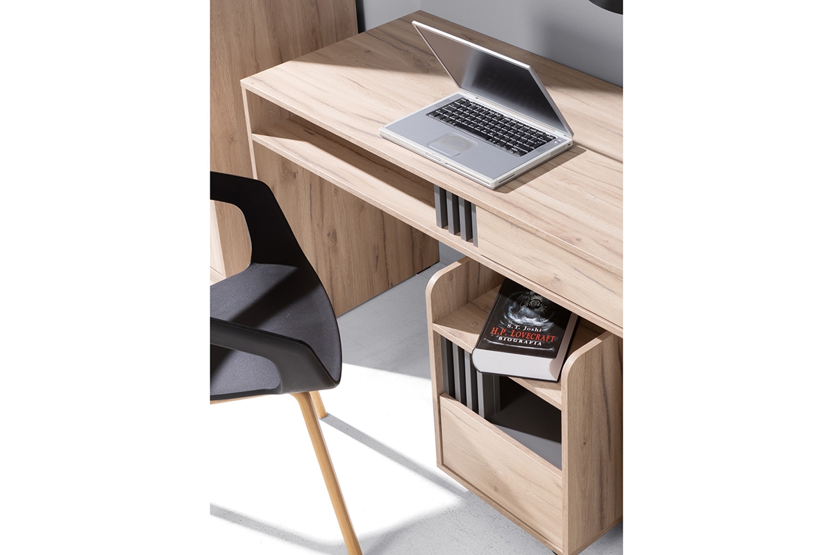 Písací stôl so zásuvkou i wneka Allmo AL9 - Dub estana / Antracytová funkcjonalne Písací stôl s kontajnerom