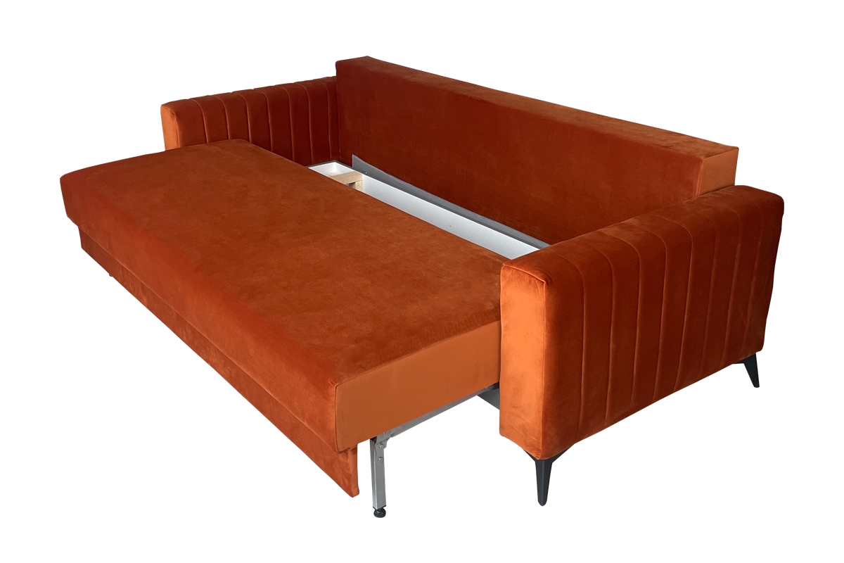 Gauč s funkcí spaní Ariela Oranžový Gauč s úložným prostorem na lůžkoviny