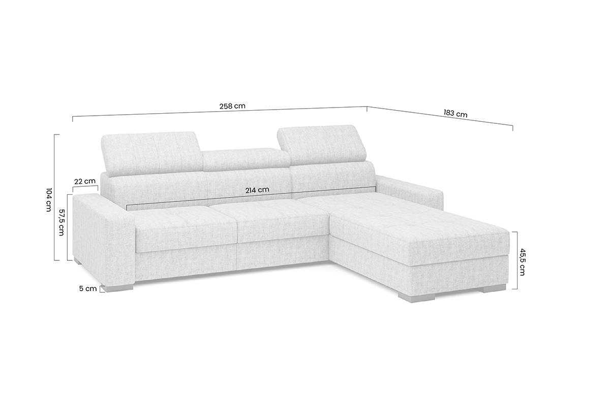 Canapea de colț cu funcție de dormit Modeno Mini  Canapea de colț cu funcție de dormit Modeno Mini - Dimensiuni