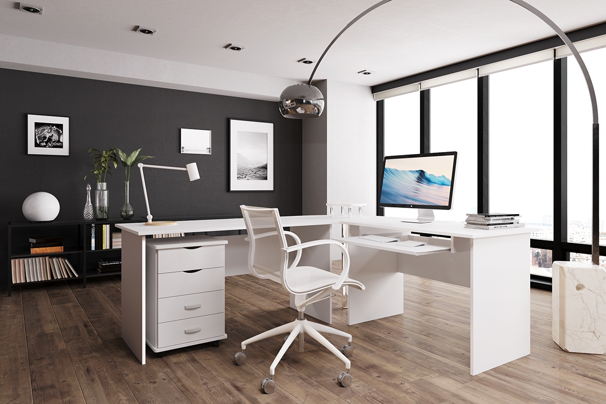 Písací stôl narozne BK53N - Biela arktyczna biale Nábytok do kancelárie