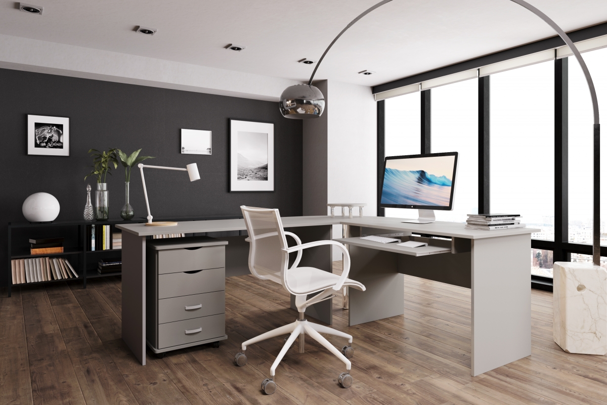 Písací stôl narozne BK53N - šedý platynowy Nábytok do kancelárie