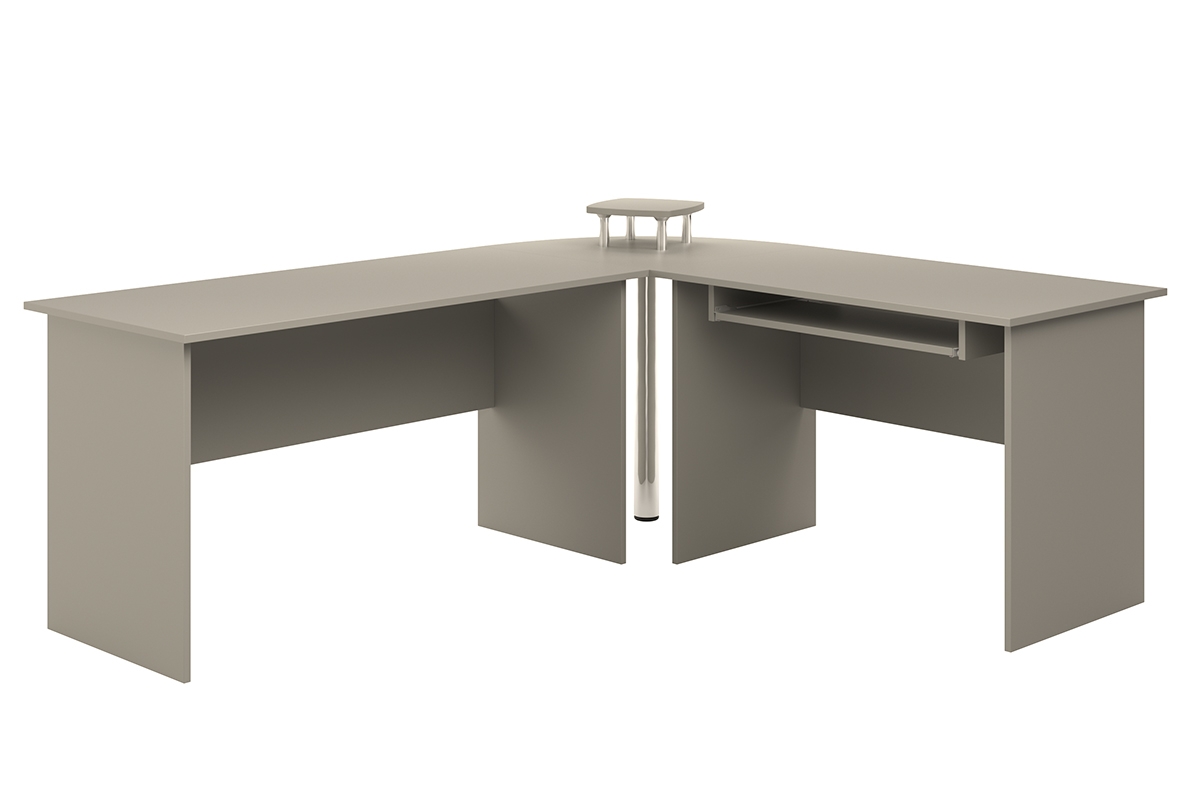 Rohový psací stůl s úložným prostorem BK53N šedý platinový Psací stůl do kanceláře