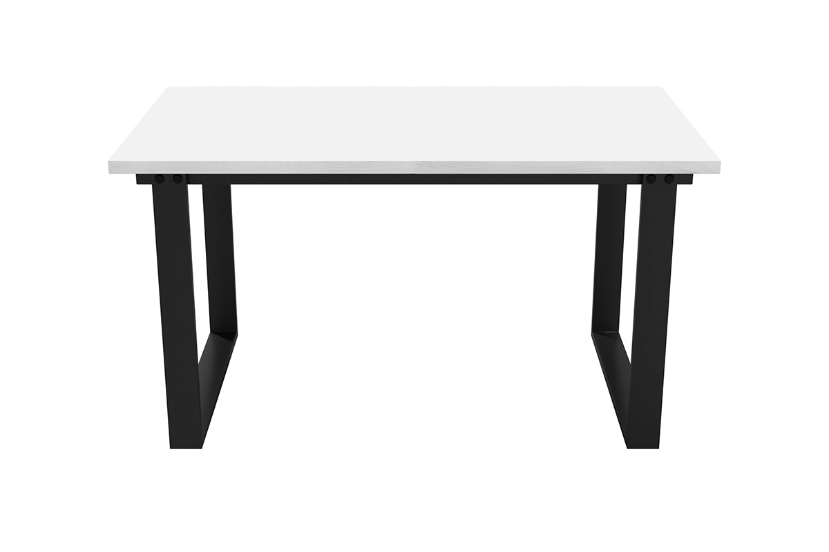 Loftowy stôl do jedálne - Biela Arktyczna  Biely stôl z czarnymi nogami 