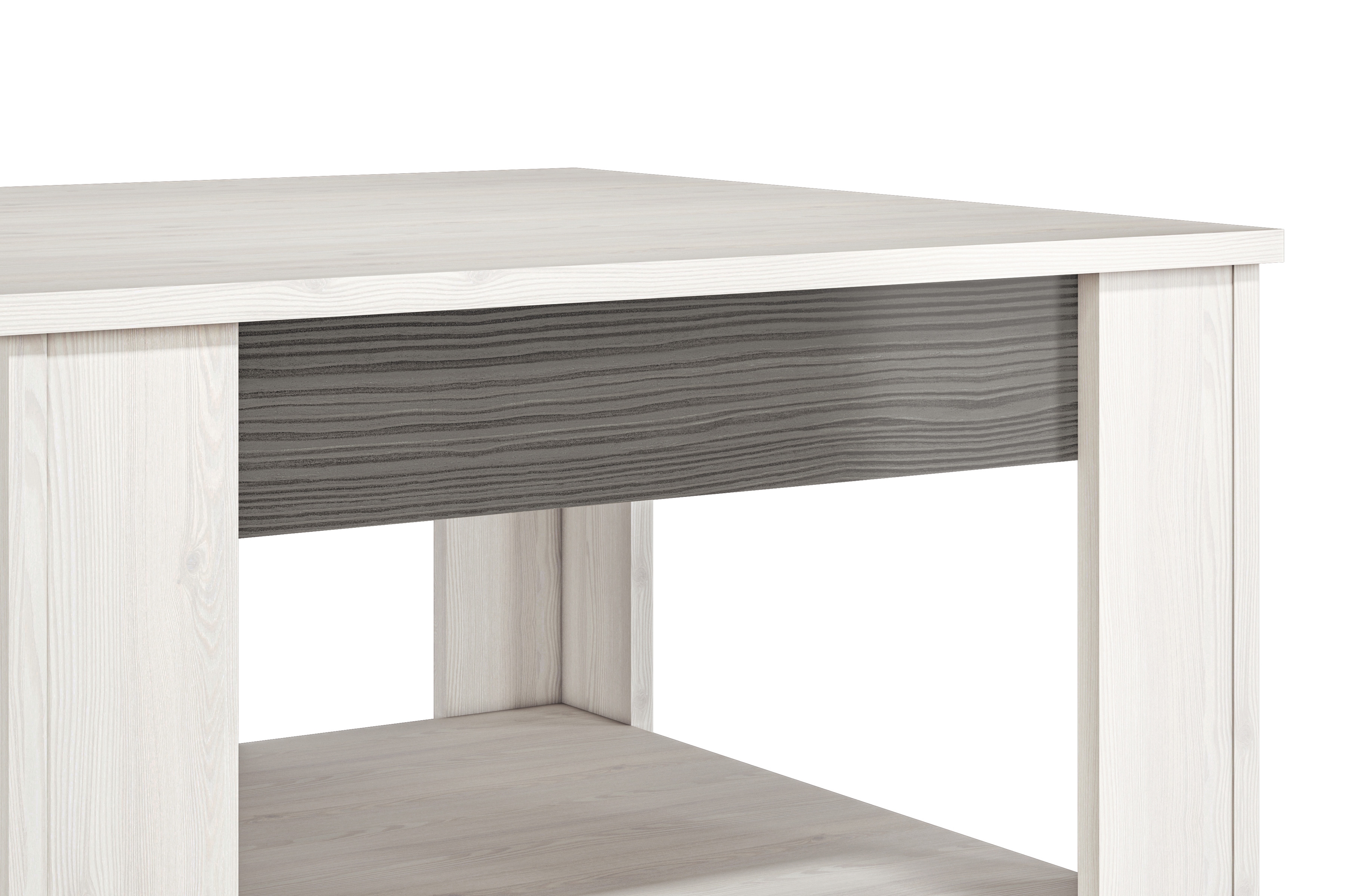 Blanco 13 dohányzóasztal, polccal - 67 cm - hó fenyő / new grey asztal kawowy Blanco 13 z polka 67 cm - fenyőfa sniezna / new grey