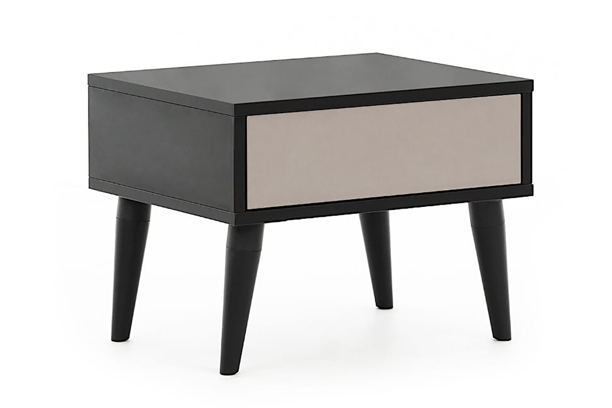 Noční stolek se zásuvkou Prato - Černý / congo Černá Noční stolek