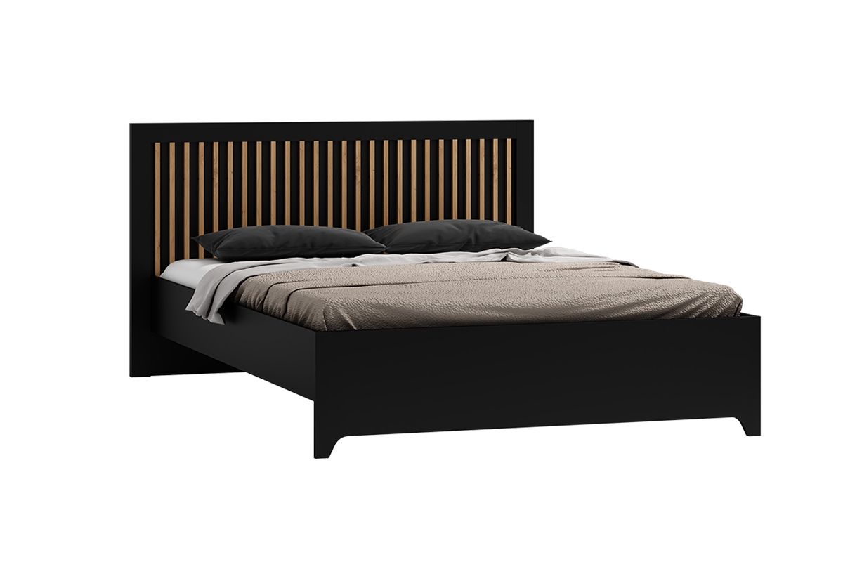 postel z lamelami Latte 140x200 - artisan/Černý postel z lamelami