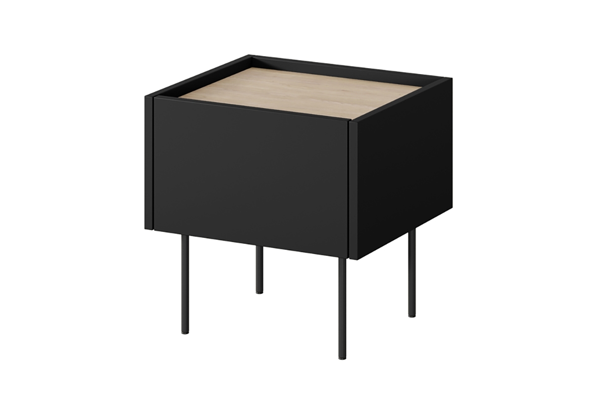 Noční stolek Desin 45 cm - černý mat / dub nagano czarna szafka nocna