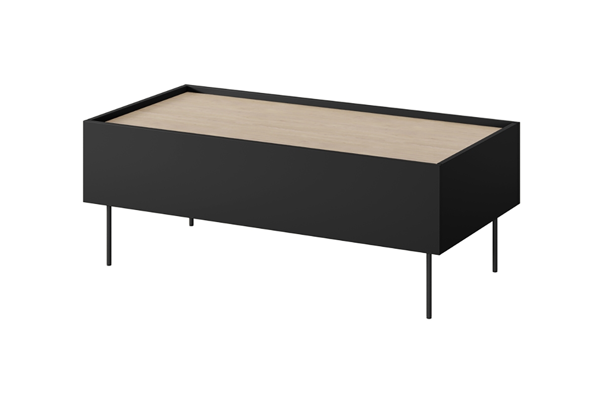 Konferenční stolek Desin 120 cm se zásuvkami - černý mat / dub nagano czarny stolik kawowy