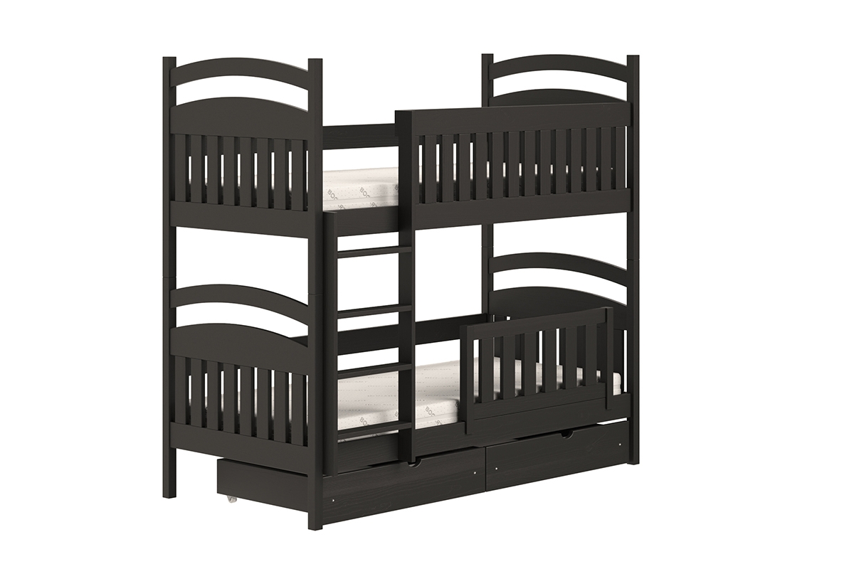 Amely háromszemélyes emeletes ágy - fekete, Méret 70x140 fekete postel dzieciece 