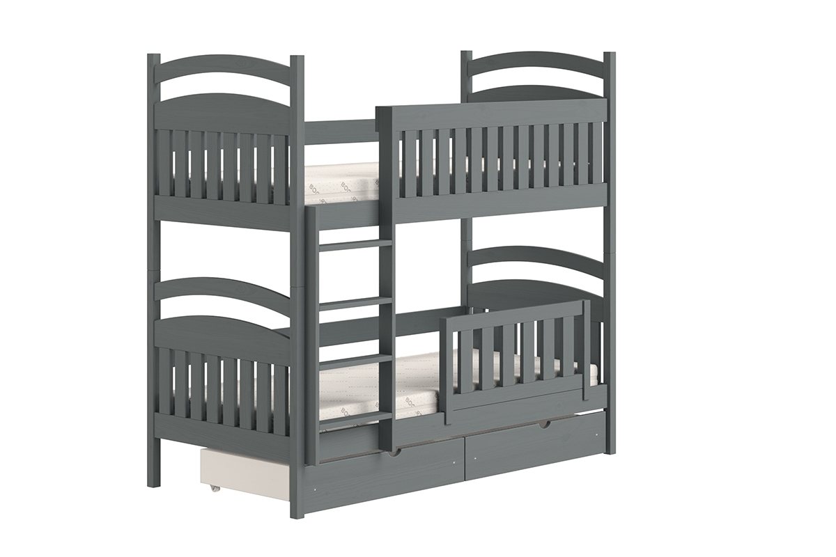 Dřevěná patrová postel Amely 70x140 - grafit stylová postel patrová  