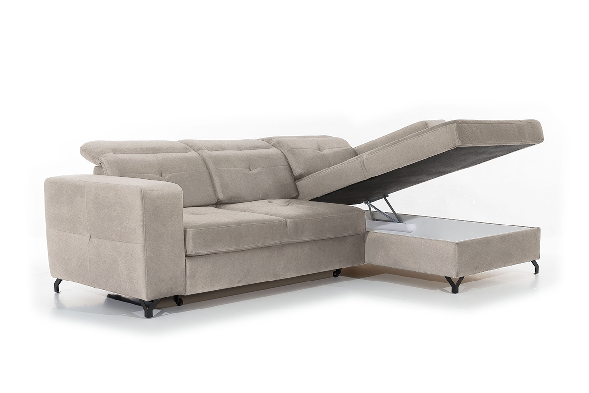 Canapea de colț cu funcție de dormit Belavio Mini Dreapta - bej Milton 3 New Belavio Mini Vnitřní úložný prostor