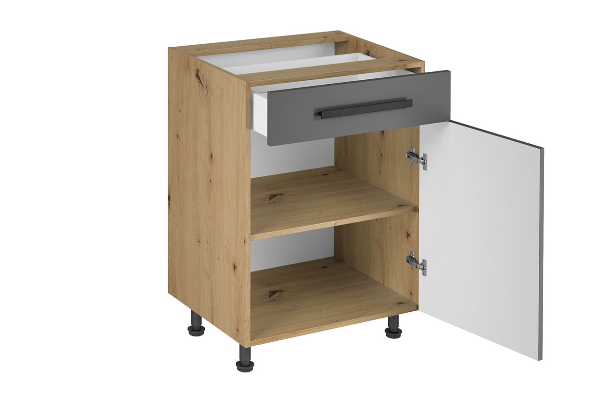 Dulap  Langen D60S1 bucătărie inferior cu sertar- gri Langen D60S1 Skříňka partea inferioară z szuflada - wnetrze z uchwytem 
