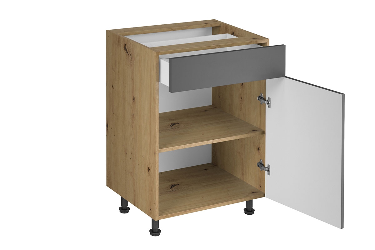 Dulap  Langen D60S1 bucătărie inferior cu sertar- gri Langen D60S1 Skříňka partea inferioară z szuflada - wnetrze 