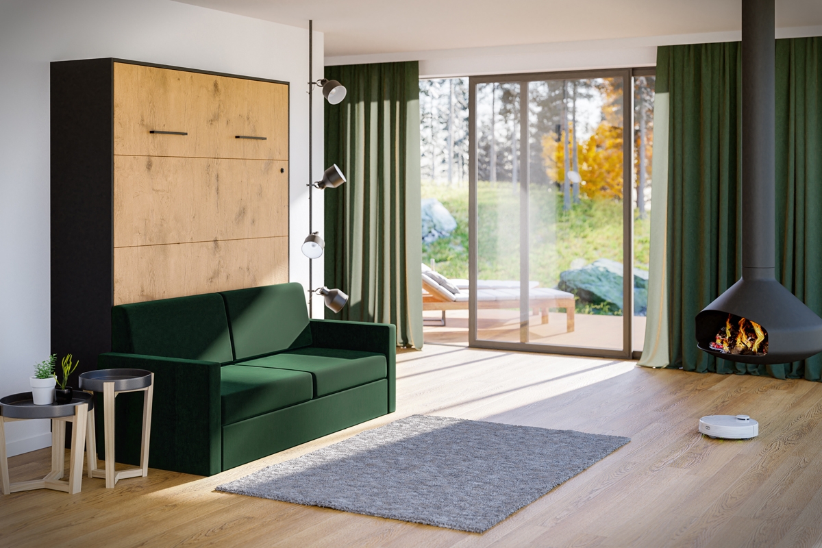 New Elegance kanapé kinyitható szekrényágyhoz 160 cm  - Riviera 38  zöld Gauč z polkotapczanem 