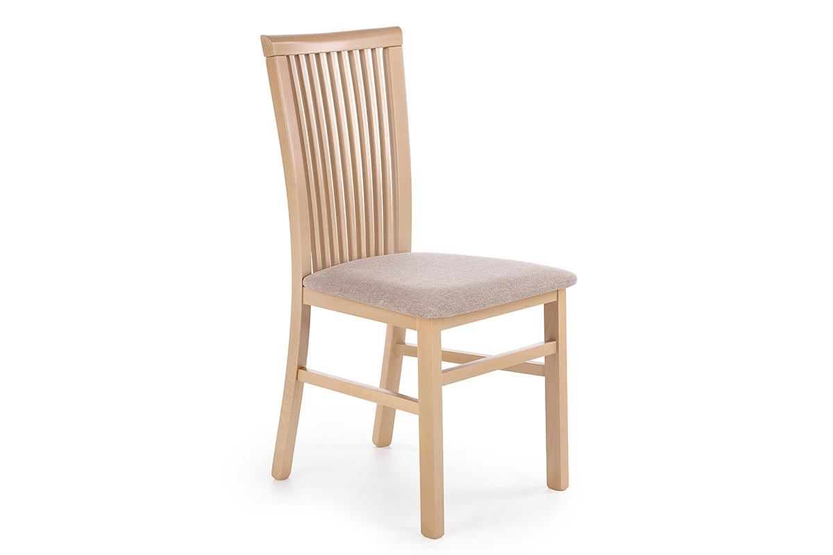 Stolička drevená Remin z tapicerowanym siedziskiem - Inari 26 / Dub sonoma drewniane krzeslo do salonu
