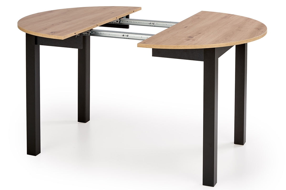 stůl Rotund pliere 102 Neryt - stejar artizanal / Černý stůl pentru camera de zi