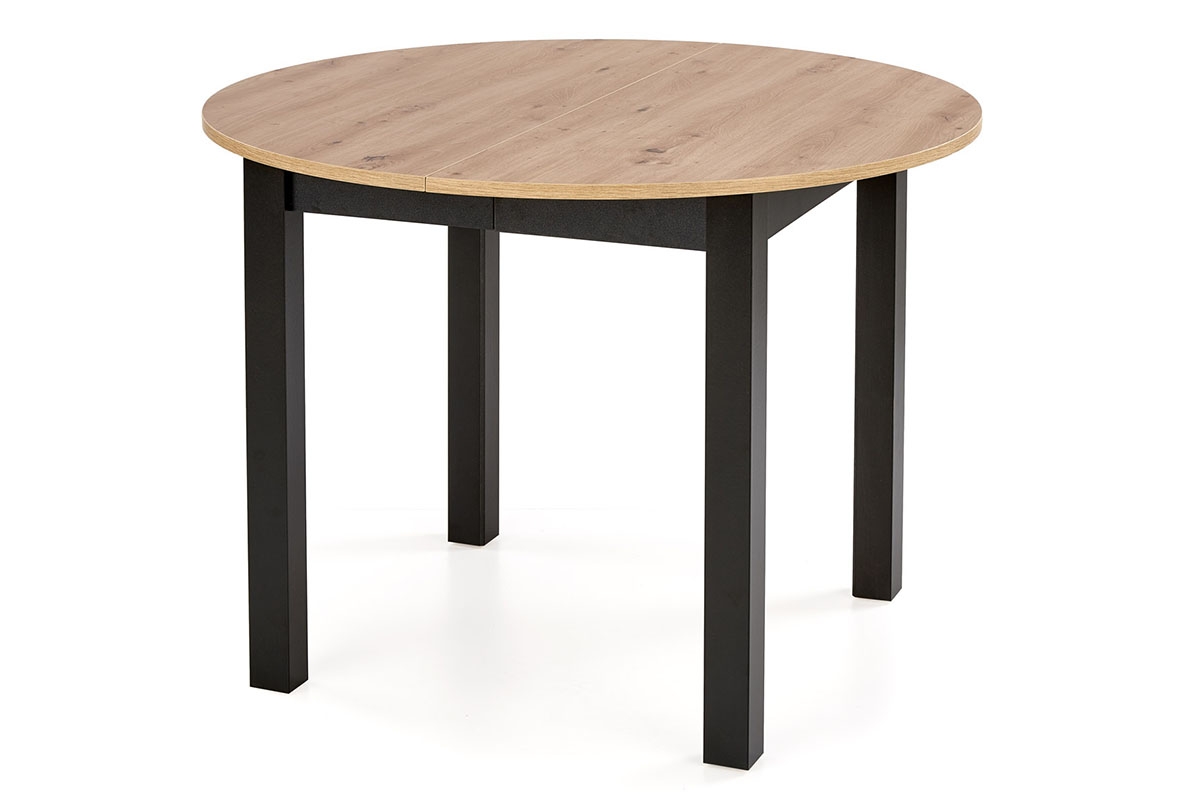 Rozkladací okrúhly stôl 102 Neryt - Dub artisan / Čierny Stôl na czarnych nogach