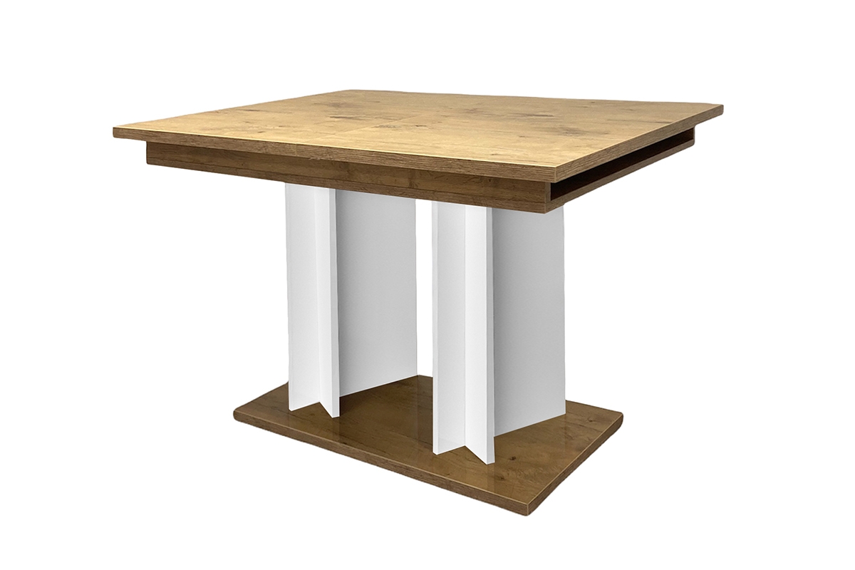 Stůl rozkládaný pro obývacího pokoje Lutaret - Dub lancelot/Bílý mat Stůl Lutaret zlozony