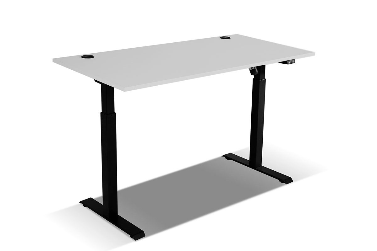 Písací stôl s elektricky nastaviteľnou výškou Glibia - svetlý šedý šedá Písací stôl z regulacja