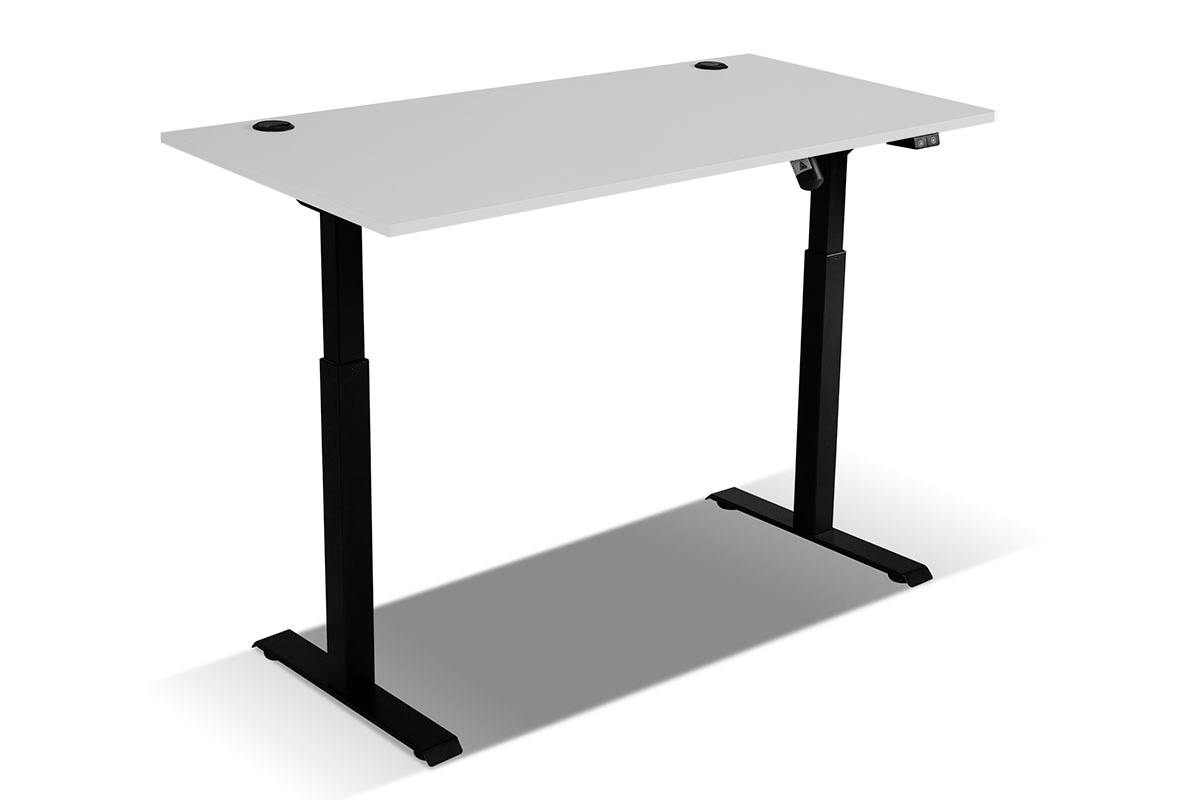 Písací stôl s elektricky nastaviteľnou výškou Glibia - svetlý šedý nastaviteľný Písací stôl