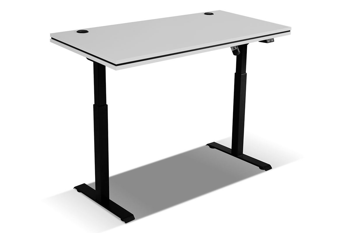 Písací stôl s elektricky nastaviteľnou výškou Glibia 2 - svetlý šedý nastaviteľný Písací stôl