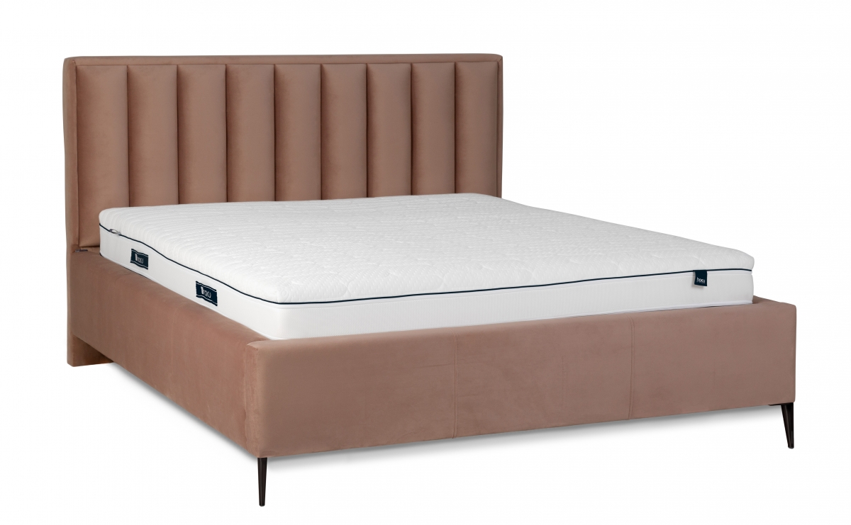 postel čalouněné pro ložnice ze stelazem Misel - 140x200, Nohy černé  rozowe postel pro ložnice