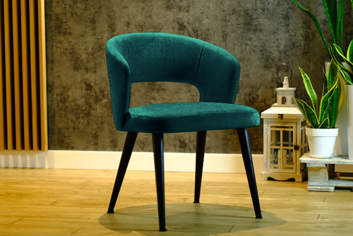 dřevěna židle Luna s čalouněným sedákem - tmavý Zelený Monolith 37 / černé Nohy Zeloné židle na czarnych nogach