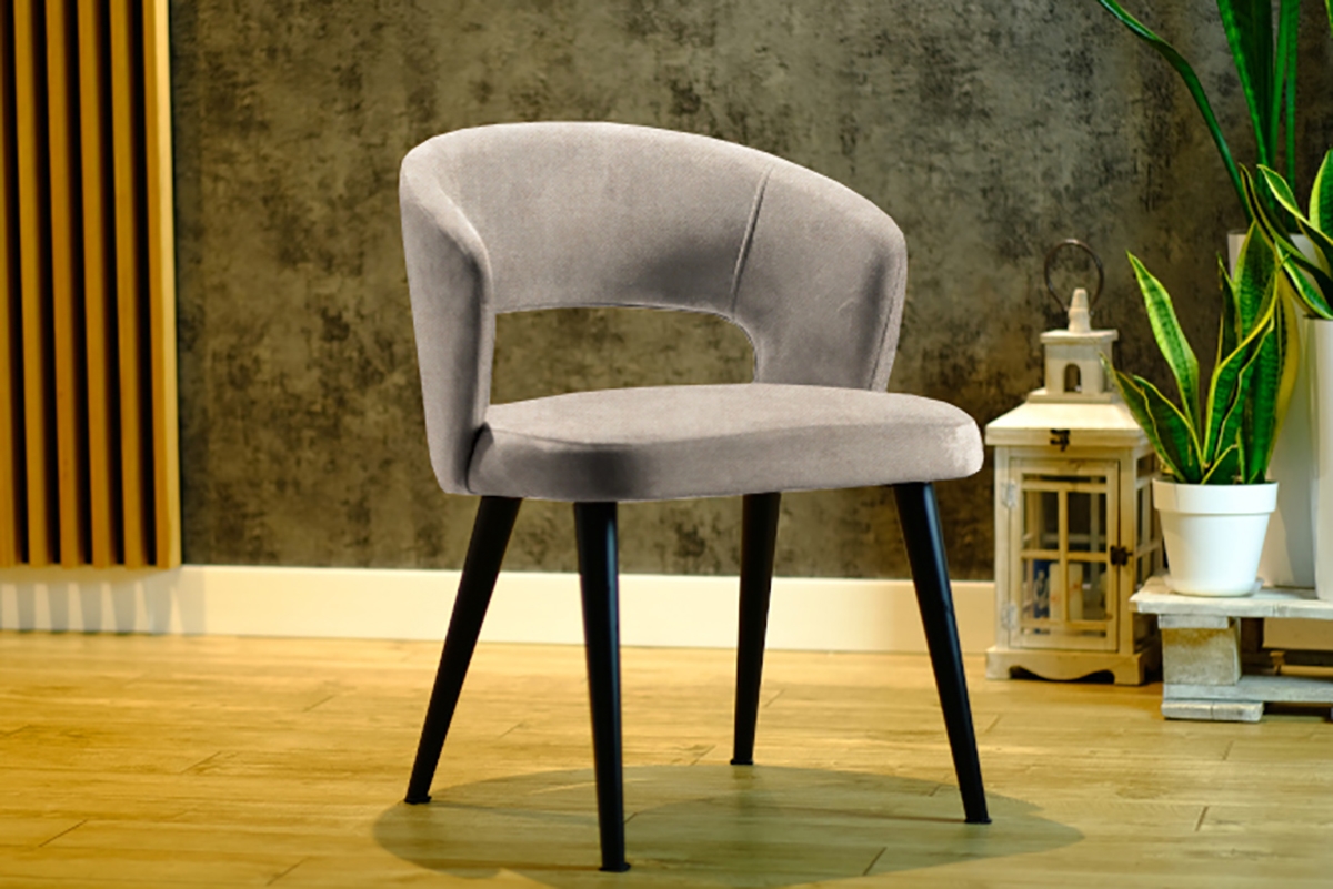 Scaun din lemn Luna cu scaun tapițat - bej Vogue 02 / negru Picioare Scaun din lemn cu scaun tapițat