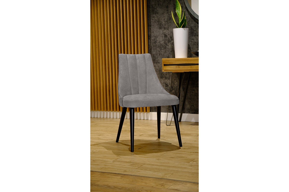 Scaun din lemn Valeri cu scaun tapițat - šedý Loft 19 / negru Picioare gri scaune z czarnymi nogami