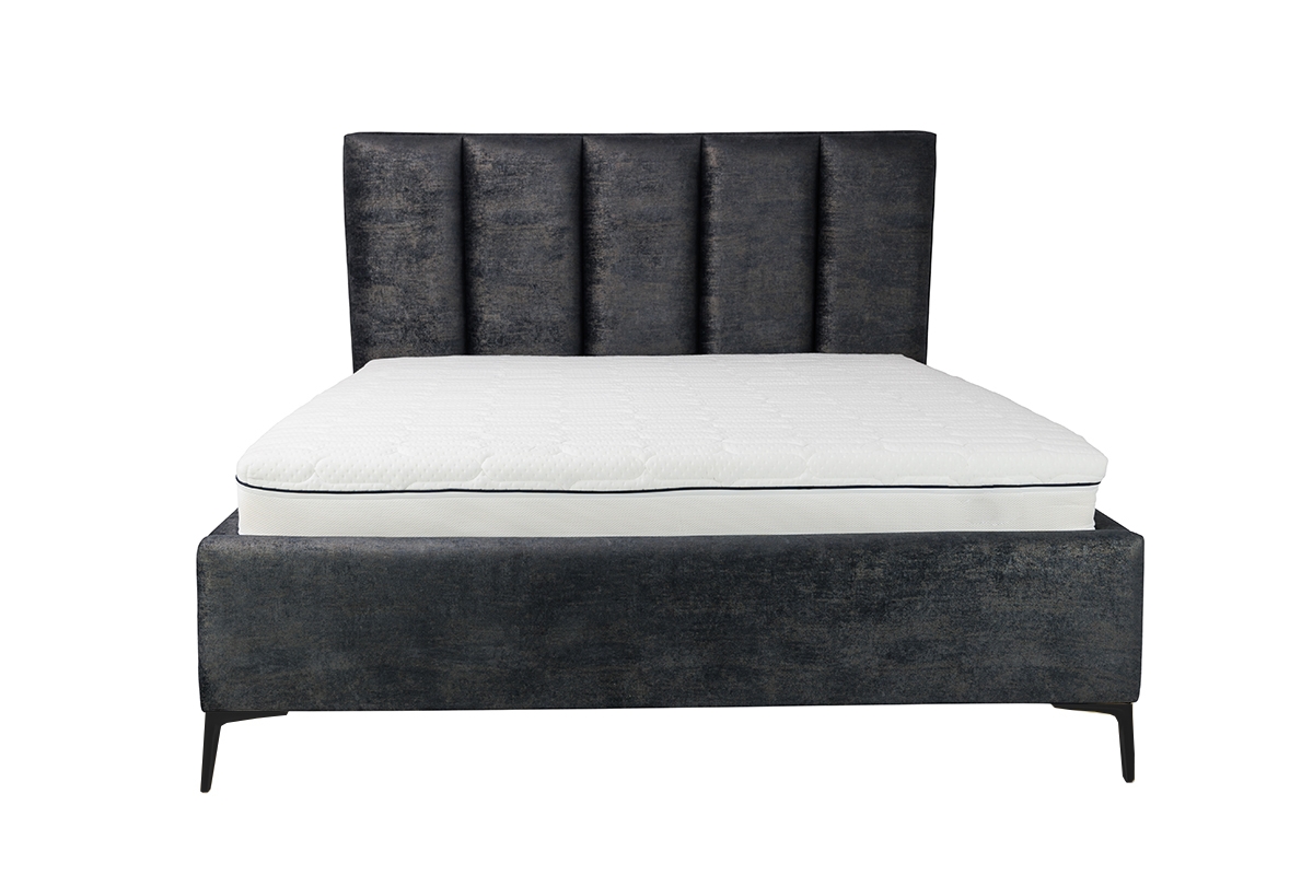 postel čalouněné pro ložnice s úložným prostorem Klabi - 140x200, Nohy černé  šedý postel ze czarnymi nozkami Klabi 