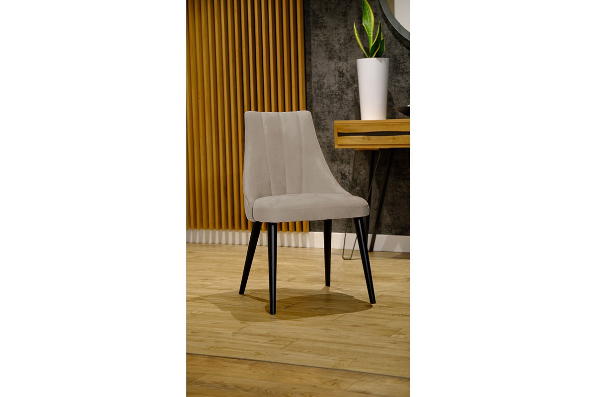 židle drewniane Valerii s čalouněným sedákem - Béžová Matt Velvet 08 / černé Nohy židle w welurze
