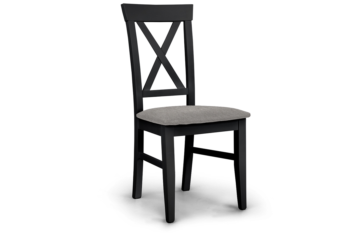 dřevěna židle s čalouněným sedákem i oparciem krzyzyk Retro - šedý Gemma 85 / Černý černé židle z szarym siedziekiem