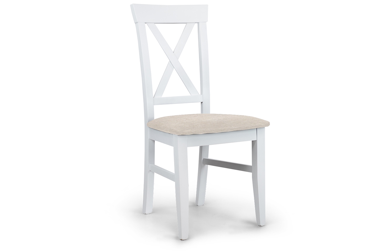dřevěna židle s čalouněným sedákem i oparciem krzyzyk Retro - Krém Inari 22 / Bílý biale židle s čalouněným sedákem