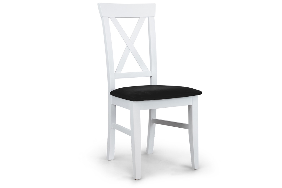 dřevěna židle s čalouněným sedákem i oparciem krzyzyk Retro - Černý Salvador 19 / Bílý biale židle z czarnym sedadlem