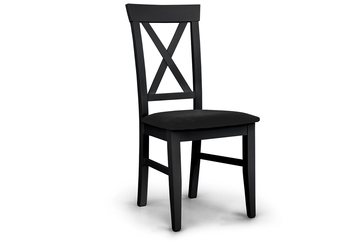 dřevěna židle s čalouněným sedákem i oparciem krzyzyk Retro - Černý Salvador 19 / Černý černé drewniane židle z czarnym sedadlem