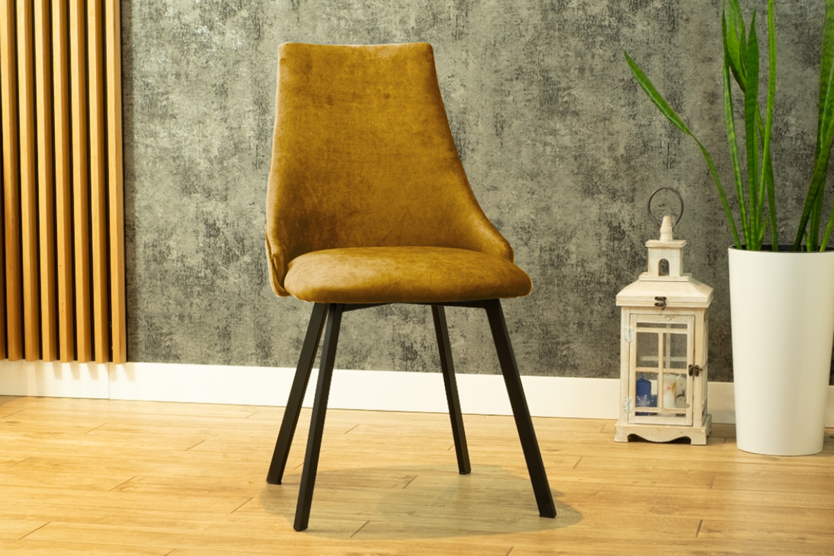 Čalouněná židle Empoli - hořčicová Monolith 48 / černé nohy musztardowe židle na czarnych nogach