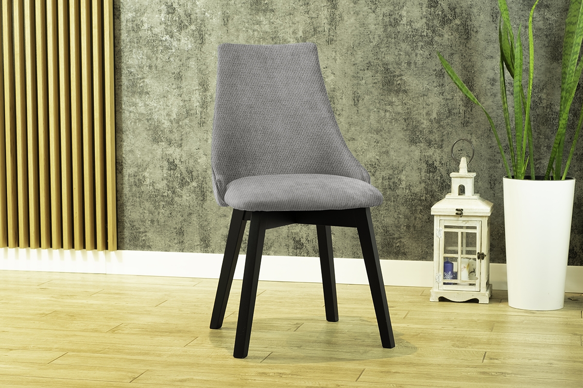 Stolička čalúnená na drewnianych nogach Empoli - šedý Loft 19 / čierne nožičky čalúnená krzeslo na drewnianych nogach