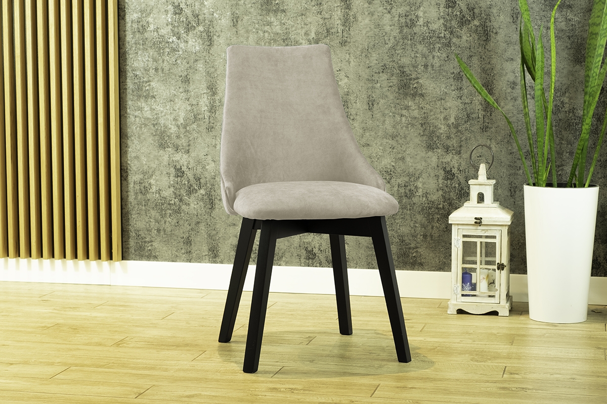 židle čalouněné na drewnianych nogach Empoli - Béžová Matt Velvet 08 / černé Nohy židle bezowe na czarnych nogach
