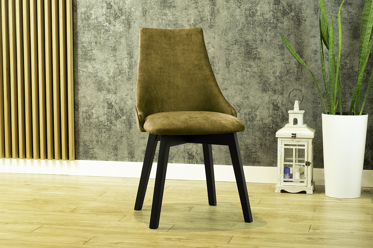 židle čalouněné na drewnianych nogach Empoli - hořčice Monolith 48 / černé Nohy drewniane židle