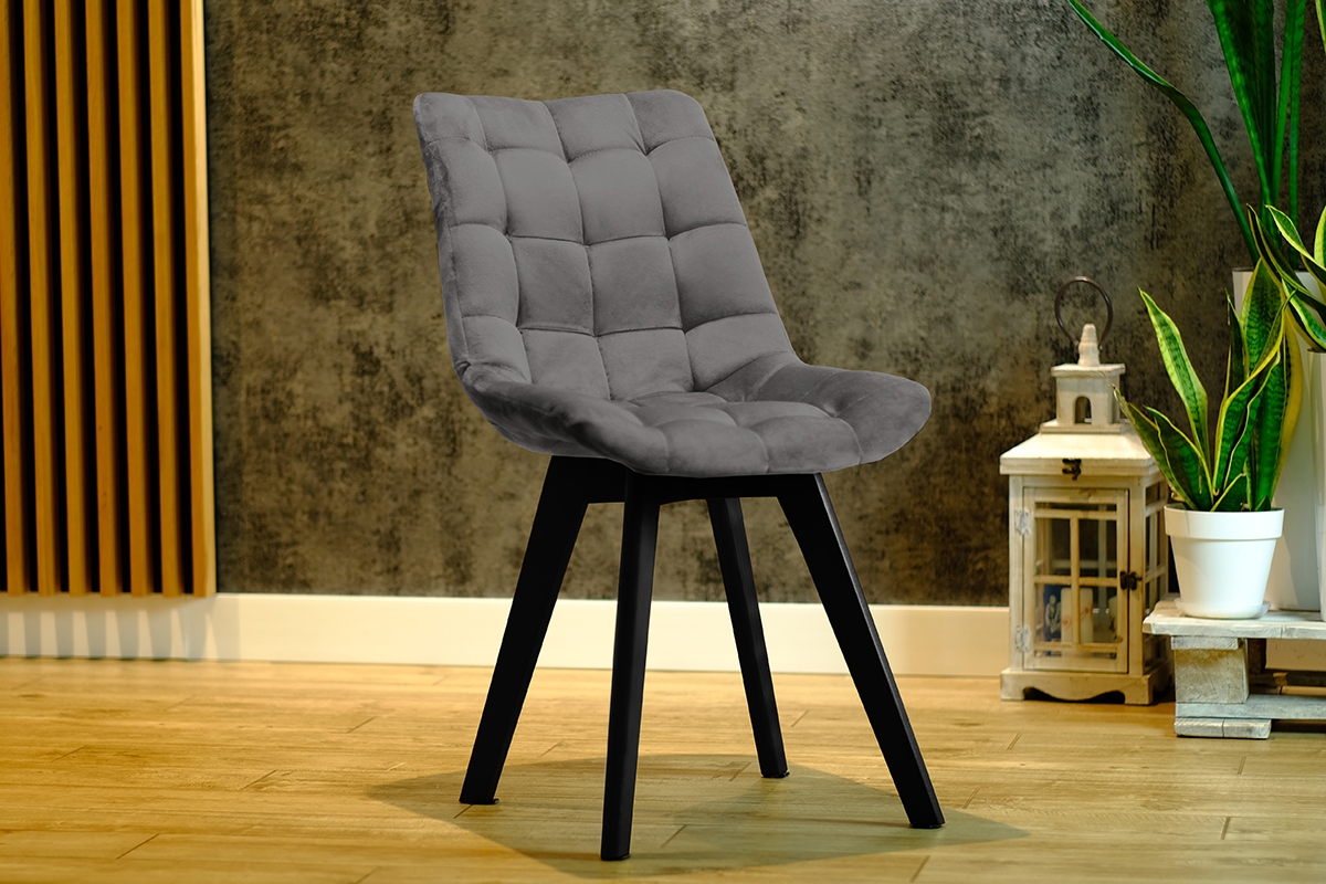 Prato kárpitozott szék, falábakkal - szürke Vena 18 / fekete lábak szürke Židle na czarnych nogach