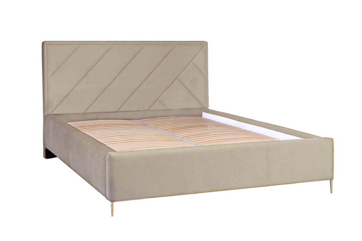 postel čalouněné pro ložnice ze stelazem Tiade - 140x200, Nohy zlaté postel pro ložnice Tiade z wytrzymalym stelazem drewnianym 