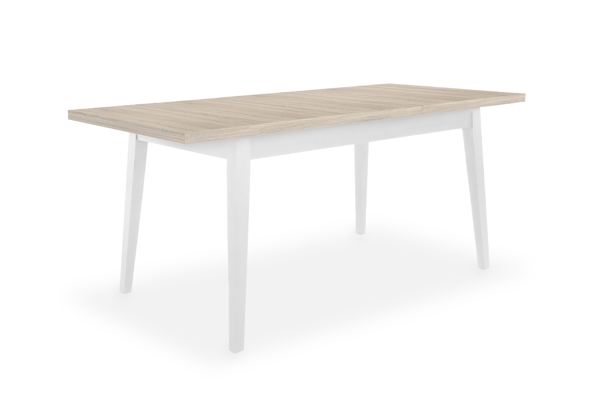 Paris összecsukható asztal, falábakon 120-160 cm - Sonoma tölgy / fehér lábak stůl na bialych drewnianych nogach